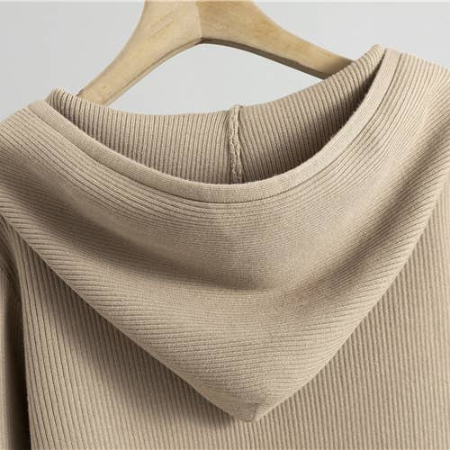 HIDDENBRAND - Wholesale Top & Skirt Set - Women's - hotfix rhinestone zip up knit hoodie jacket & midi skirt set5