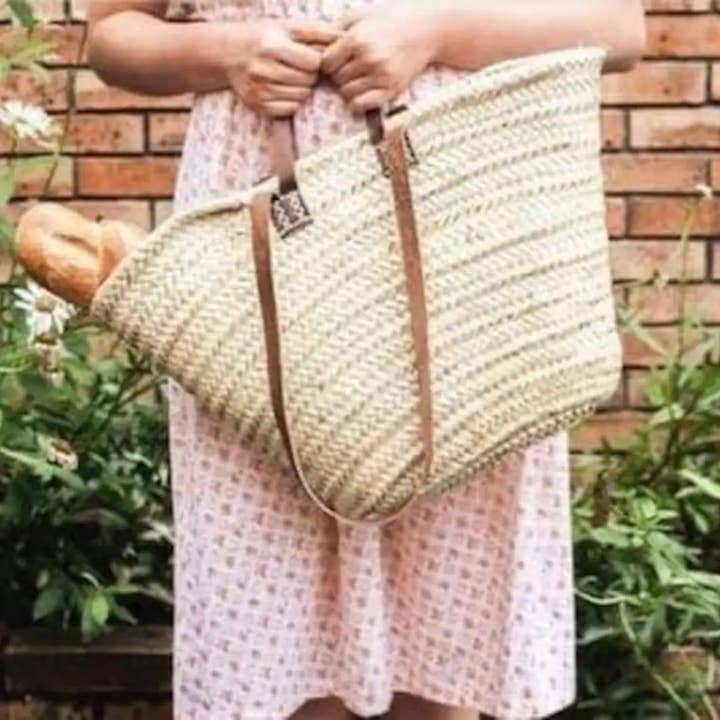 DarKech - Wholesale Beach Bag - Market basket STRAW BAG Handmade with leather, French Market
