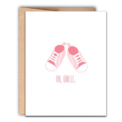 Oh, garota. Cartão de tipografia de bebê por atacado de Stack Paper Press