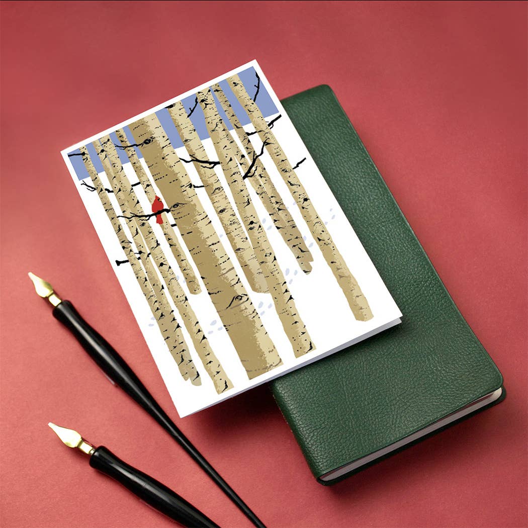 Studio Eleven Papers - Wholesale Season's Greetings Card - Birch Trees Holiday Card2