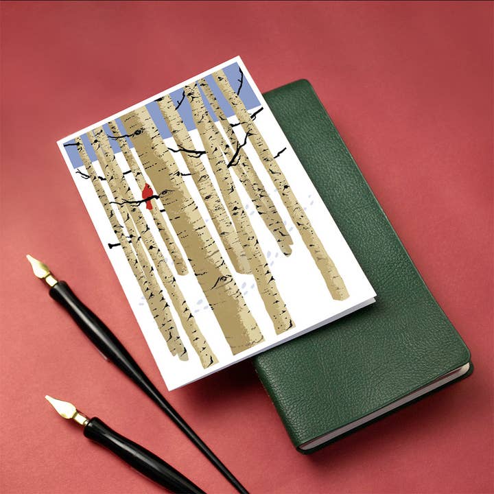 Studio Eleven Papers - Wholesale Season's Greetings Card - Birch Trees Holiday Card2