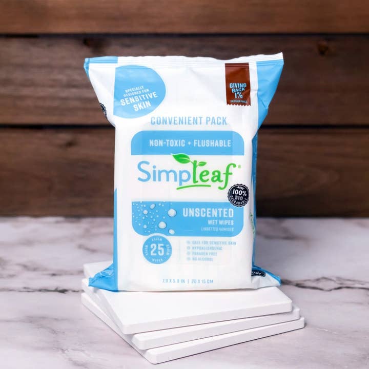 Simpleaf Brands - Wholesale Face & body wipes - Flushable Wipes, 25 Count10