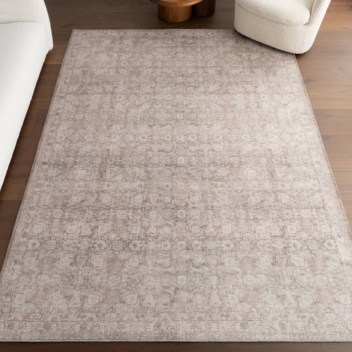 Dark Beige Hillstone Collection Delphi Traditional Vintage Medallion Area Rug for wholesale on Faire