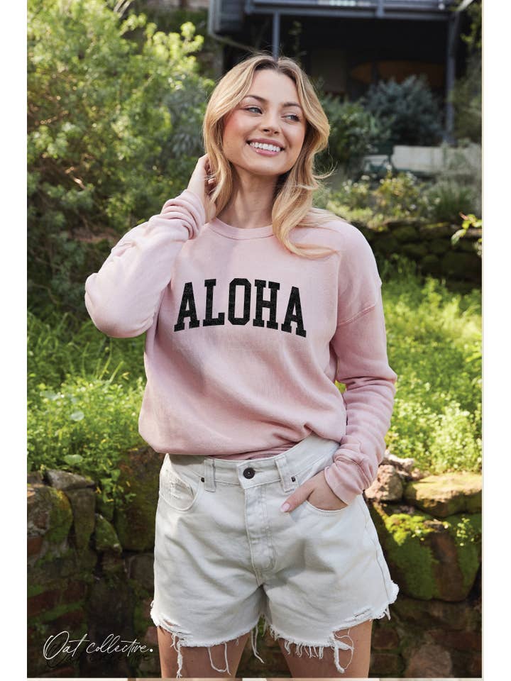 OAT COLLECTIVE - Wholesale Graphic Sweatshirt - Women's - ALOHA Mineral Graphic Sweatshirt