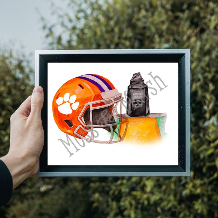 Helmet + Howard's Rock- Clemson University Print for wholesale by Moss & Marsh