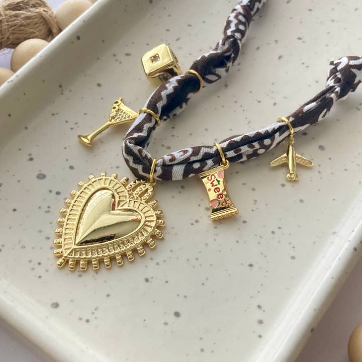 Larra Mirk Design - Wholesale Pendant/Charm Necklace - BANDANA CHARM NECKLACE | 5 Charms | Gold Filled0