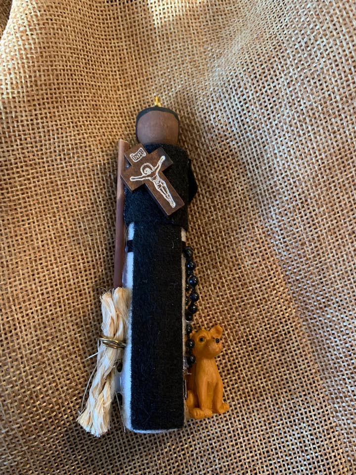 St. Martin de Porres Wooden Doll Ornament for wholesale by Our Saint Family