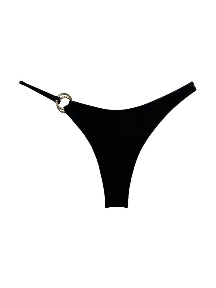 Eclipse Asymmetrical Bikini Bottom // Cozy Black for wholesale by Those Seen Dancing