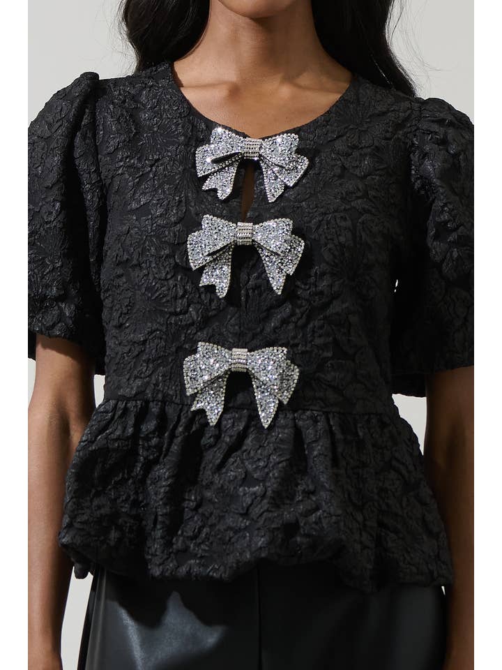 Sugarlips – Großhandel Bluse – Damen – Arielle Jacquard Mania Schleifen-Top7