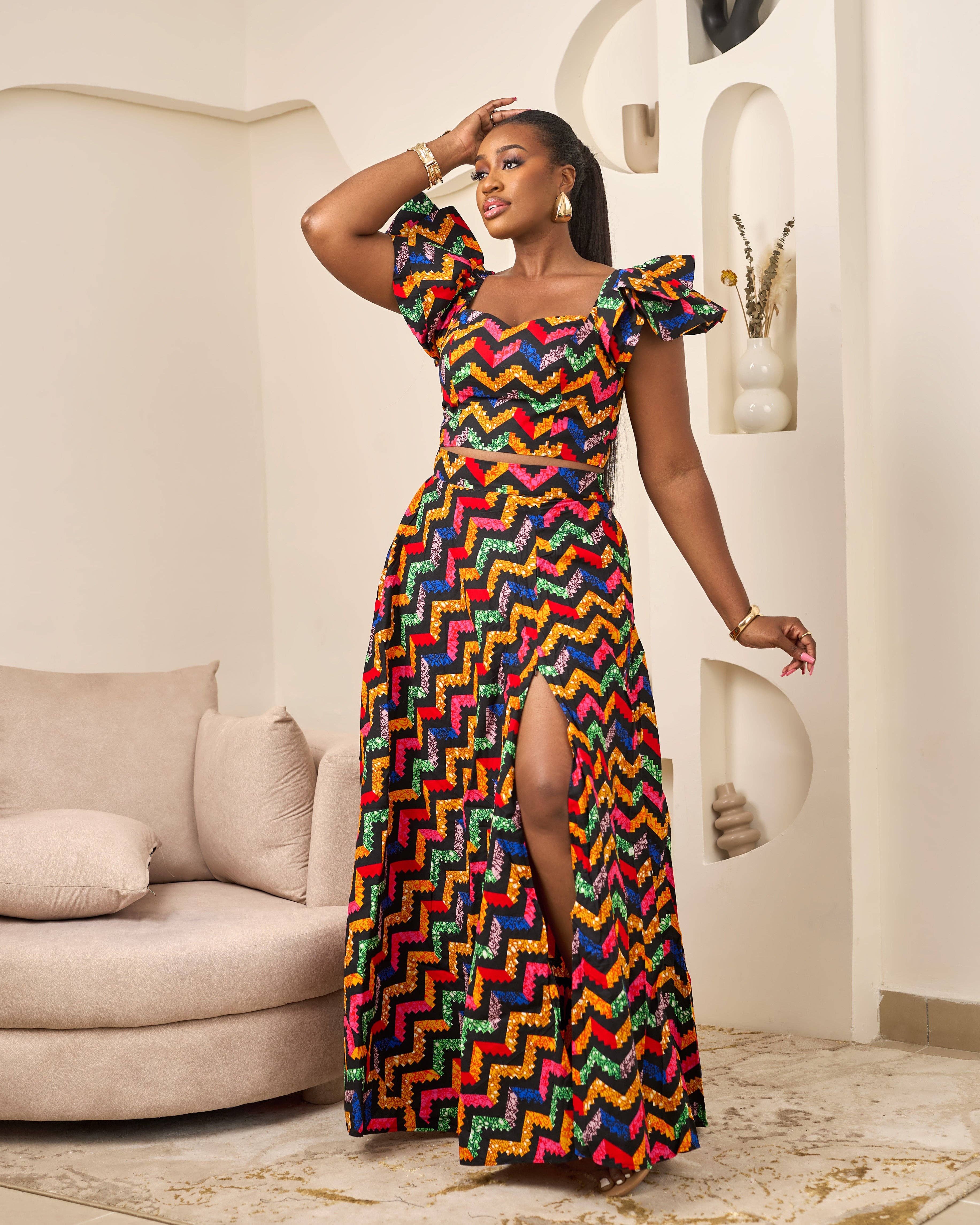 CUMO London - Wholesale Blouse - Women's - African Print Off Shoulder Crop Top/Blouse - ENNI1