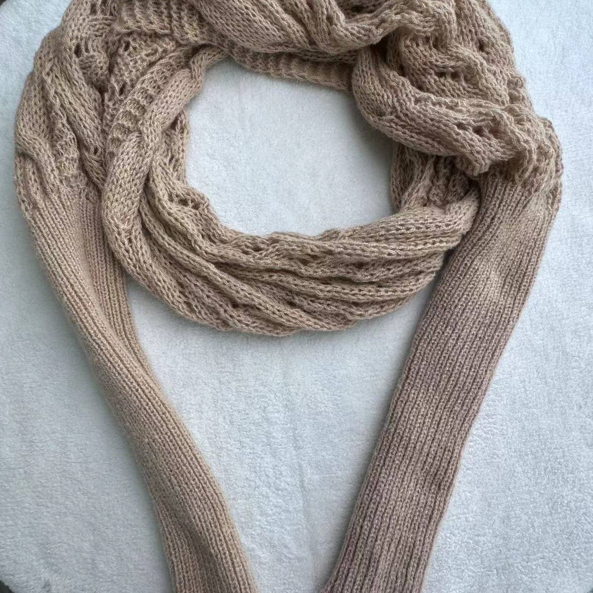 NINEXIS - Vente Écharpe – femme - CWASC1793_ÉCHARPE CREUSE TORSADÉE À COL CHÂLE À MANCHES LONGUES11