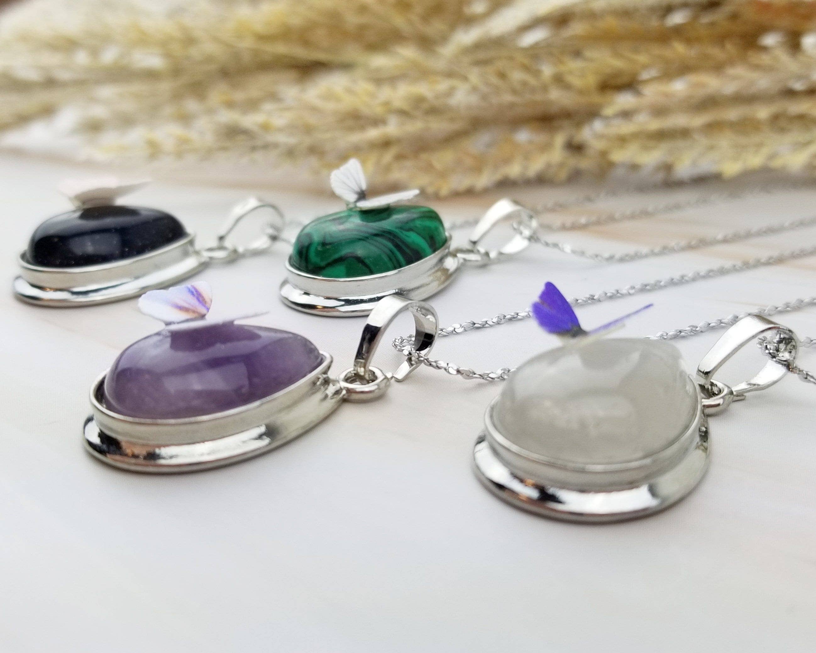 WonderLight Jewelry - Vendita all'ingrosso Collana con ciondolo/pendaglio -  Collana con farfalla a goccia con pietre preziose - Butterfly/Hope1