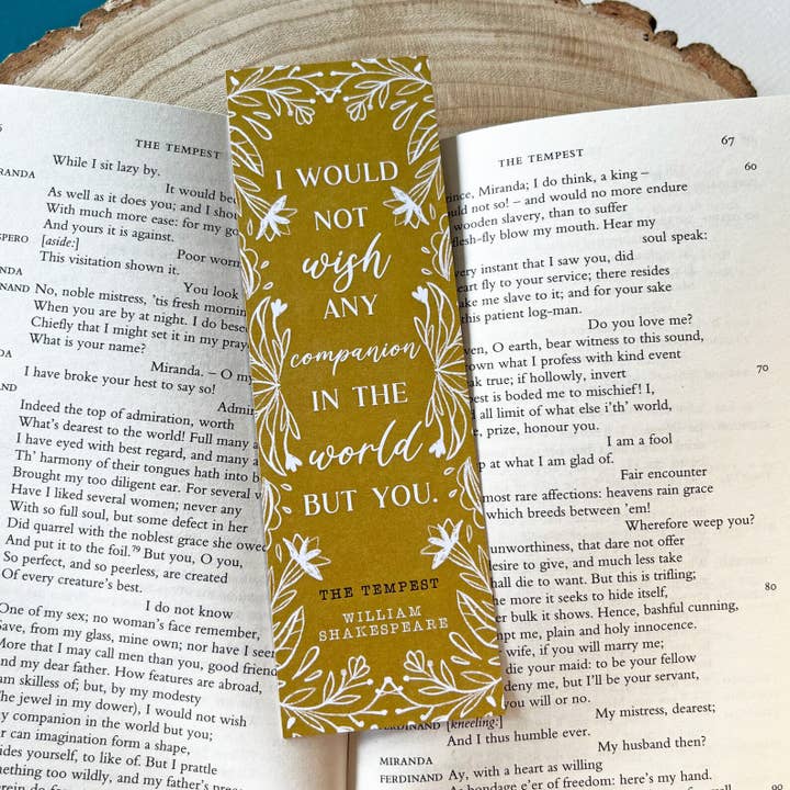 Quote and Quill - Wholesale Bookmark - The Tempest - 'Any Companion In The World' Bookmark