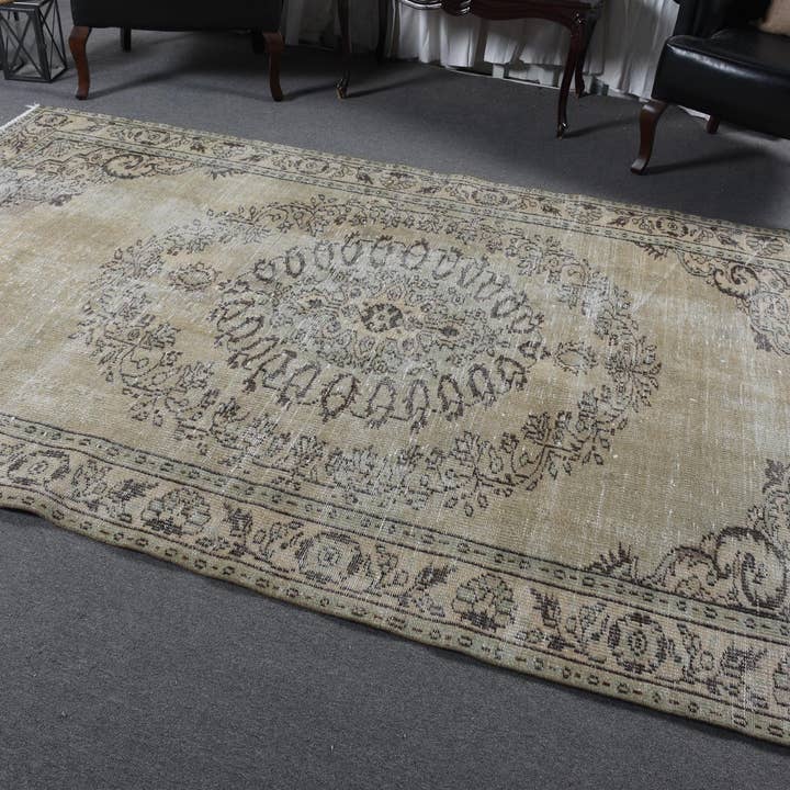 4.2x9.2 ft turkisk matta, vintage matta, brunrandig ullmatta för wholesale av Vintage Rugs Loom