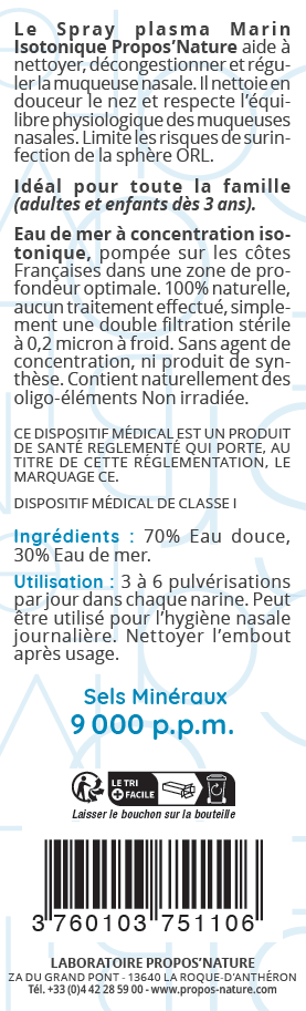 Propos'Nature – Großhandel Nasensprays – Isotonisches Meerwasser-Nasenspray 10.000 ppm 15 ml5