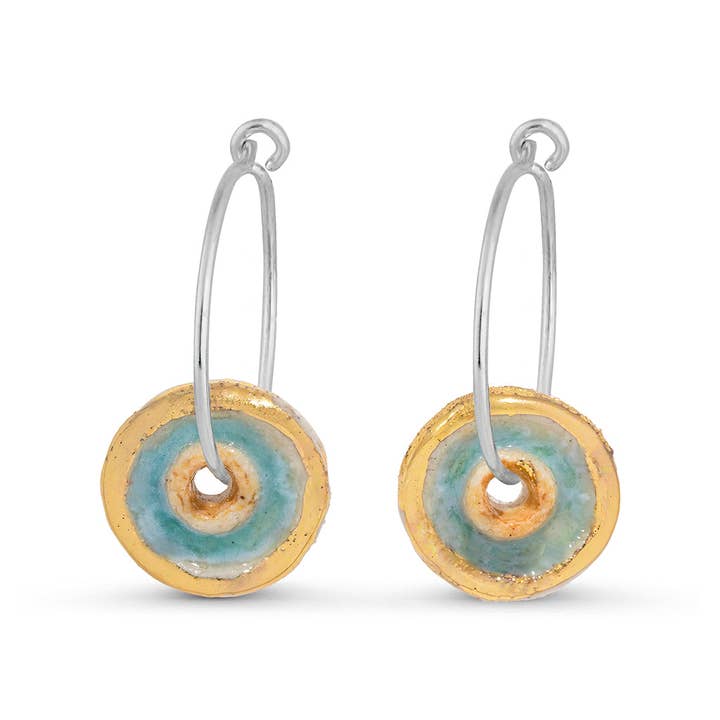 Aros pequeños de plata de ley Turquesa Pool para venta al por mayor de Habulous