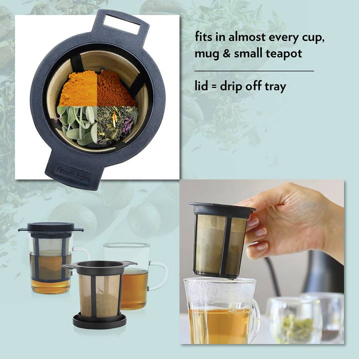 finum - Wholesale Tea Strainer/Infuser - 2 BREWING BASKETS M, Permanent Filter, black3