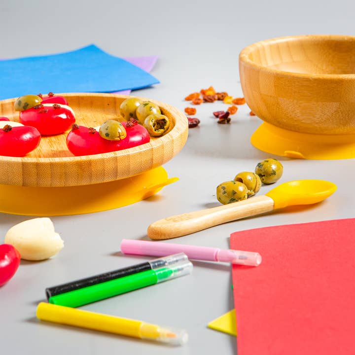 Tiny Dining Kids Bamboo Suction Round Plate for wholesale by Rinkit Ltd