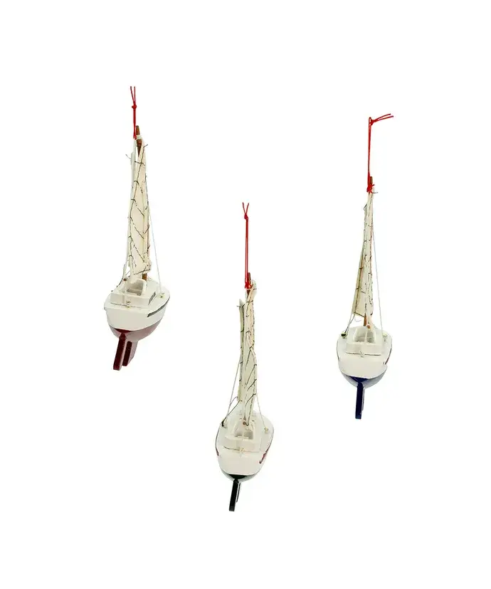 Kurt S. Adler, Inc. - Wholesale Ornament - WOODEN YACHT W/SAILS ORNAMENT 3/ASSTD3