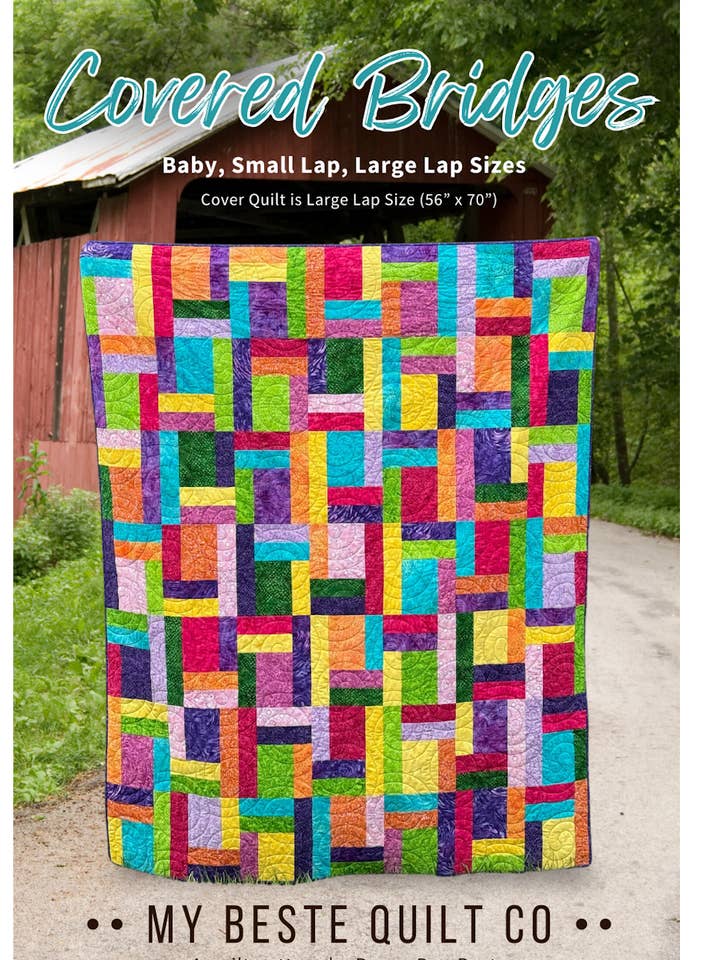 Motif de couette : ponts couverts pour la vente par My Beste Quilt Co