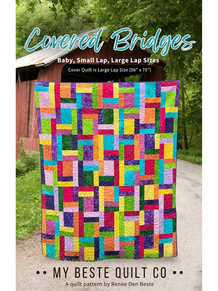 Motif de couette : ponts couverts pour la vente par My Beste Quilt Co