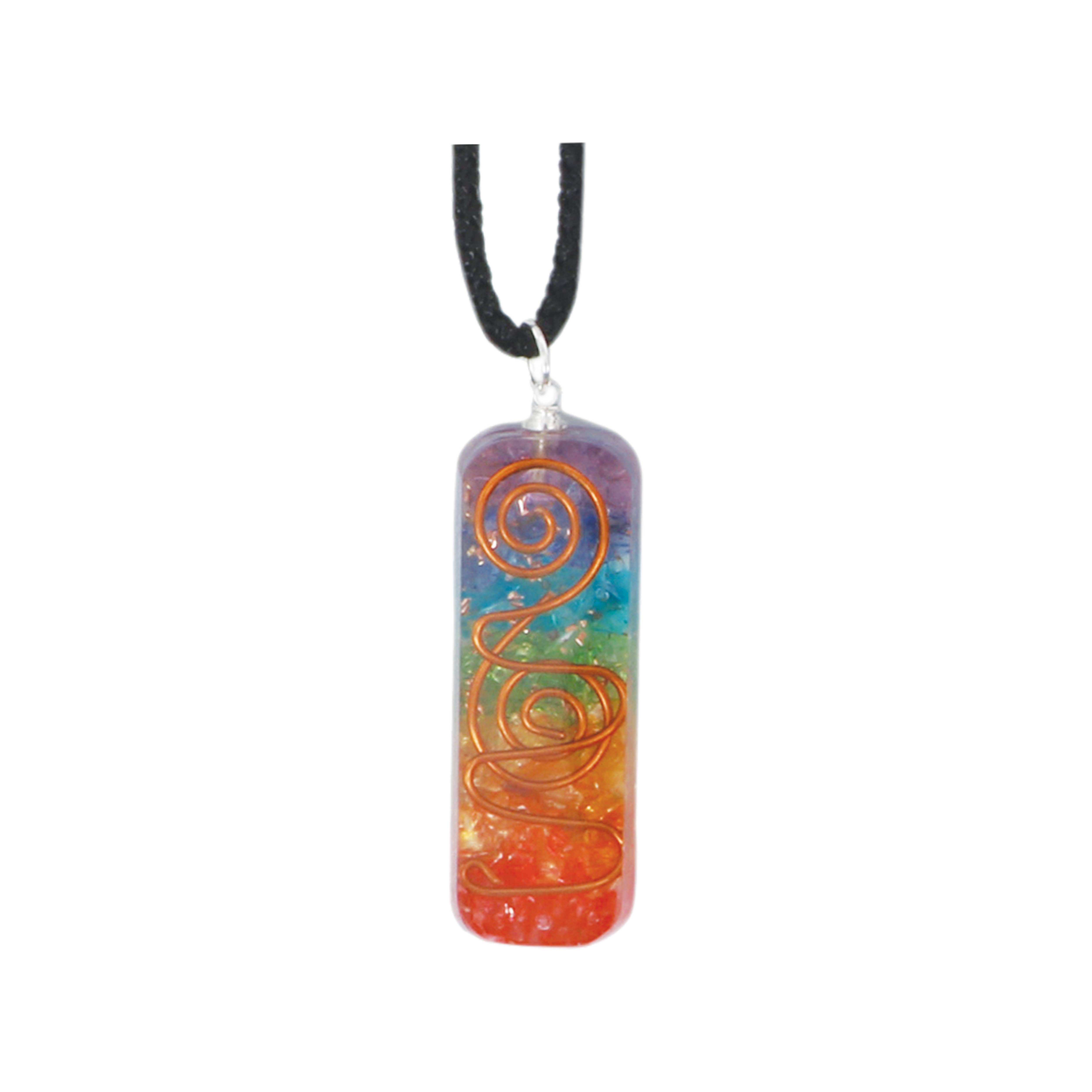 Designs by Deekay Inc. – wholesale Pendant/charm necklace – Orgonite Crystal Necklace (4.5 cm.) - 7 Chakras1