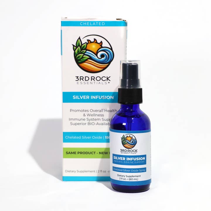 Silver Infusion 150 PPM Kelaterat Silveroxid Kosttillskott - 2 oz. Spray för wholesale av 3rd Rock Essentials