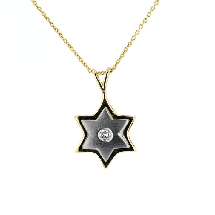 14KT Yellow & White Gold Diamond Star Of David Pendant for wholesale by NYMAN JEWELERS