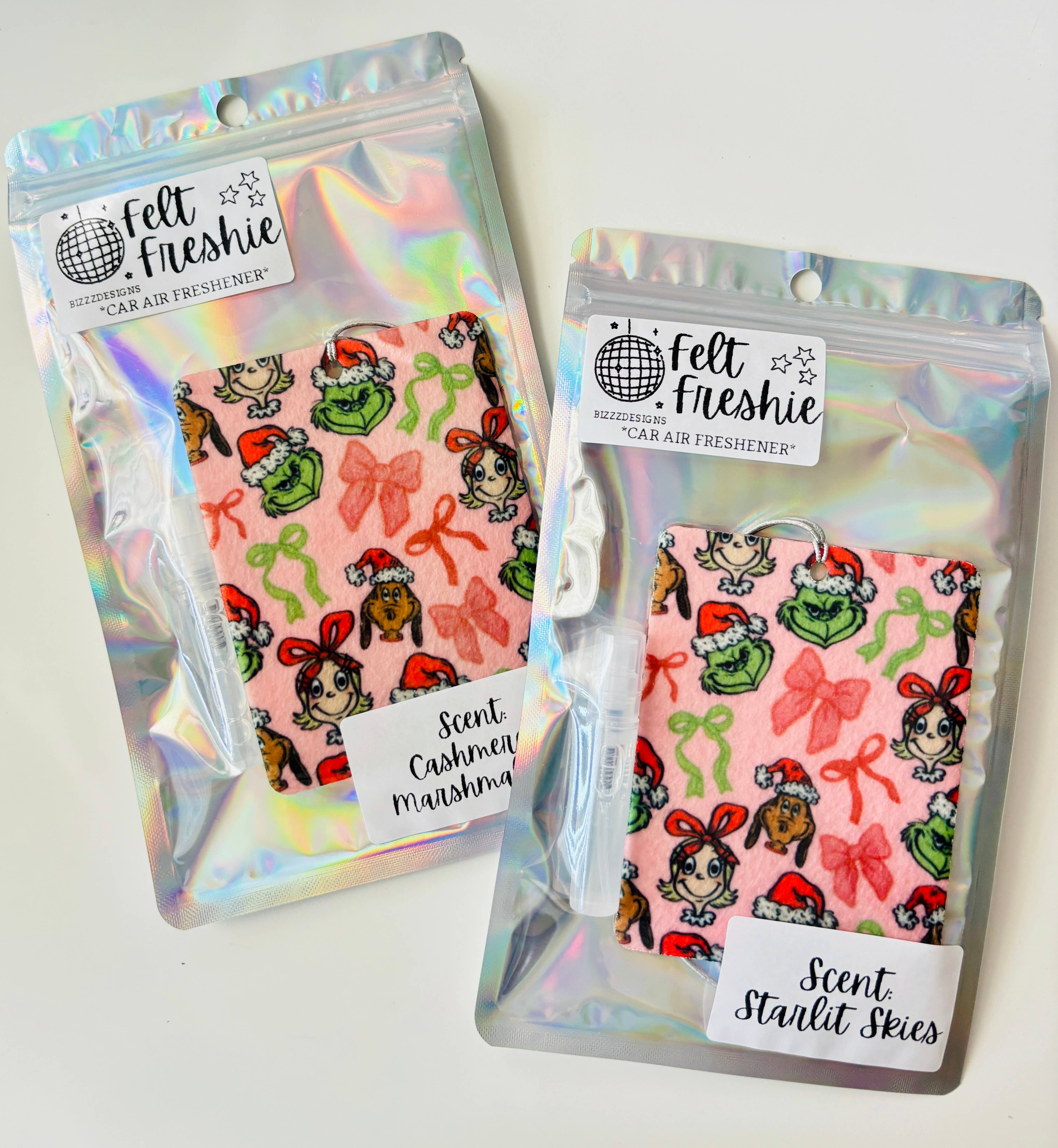 Bizzz Designs - Wholesale Car Freshener - Women's - Grinchmas Cheer Felt Freshies - Christmas Car Air Fresheners2