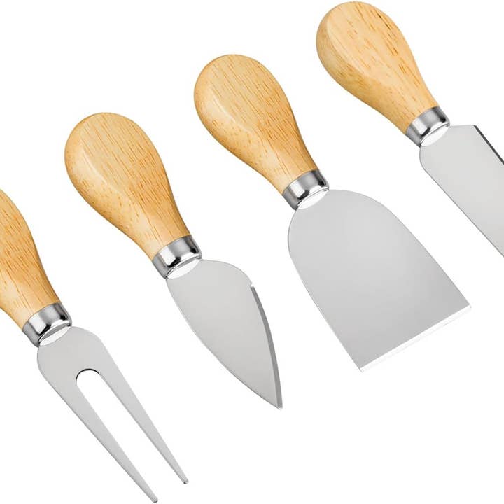 Custom Laser Engraved Set of 4 Cheese Knife Tools for wholesale by The Rural Home