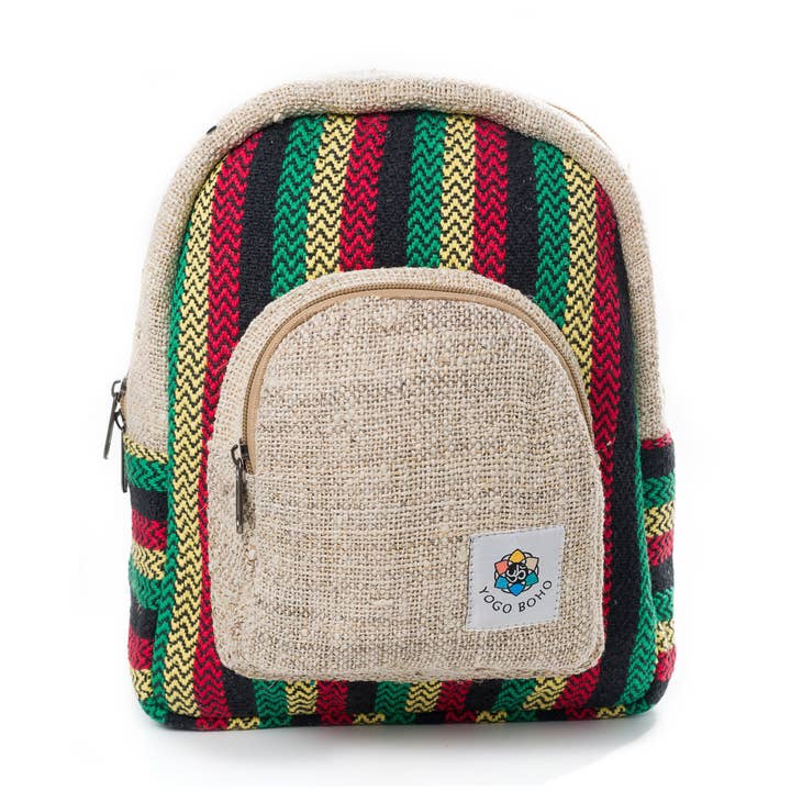 Hemp Mini Backpack - Bodhi Rasta for wholesale by Yogo Boho