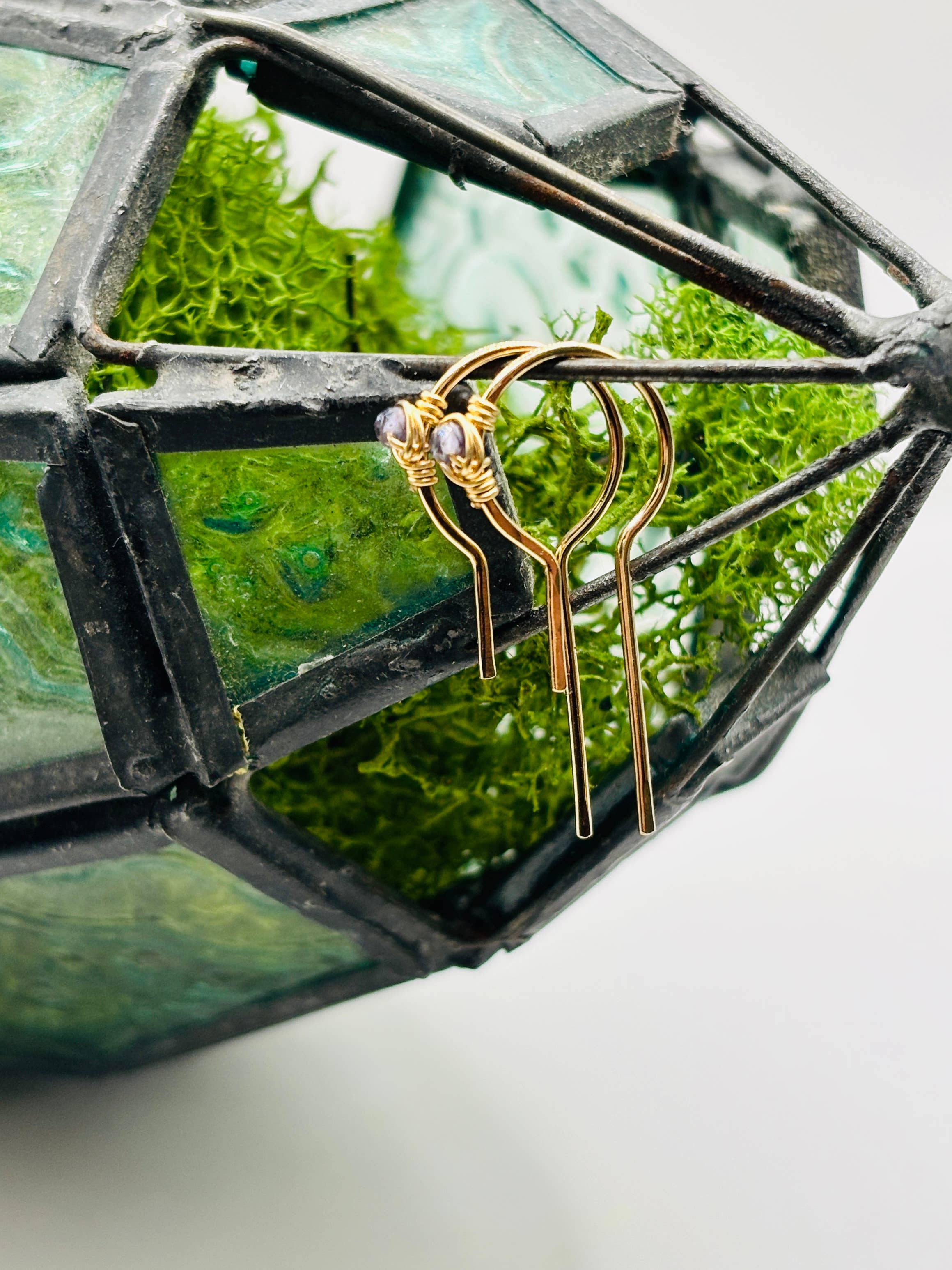 Rachel Renee Jewelry - Wholesale Hoop Earrings - DECO Gem Open Circle Threader Hoops 9