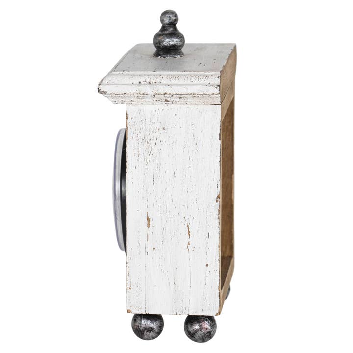 Foreside Home & Garden - Wholesale Desk Clock - Ramona Square White Wood Tabletop Clock with Silver Accents4