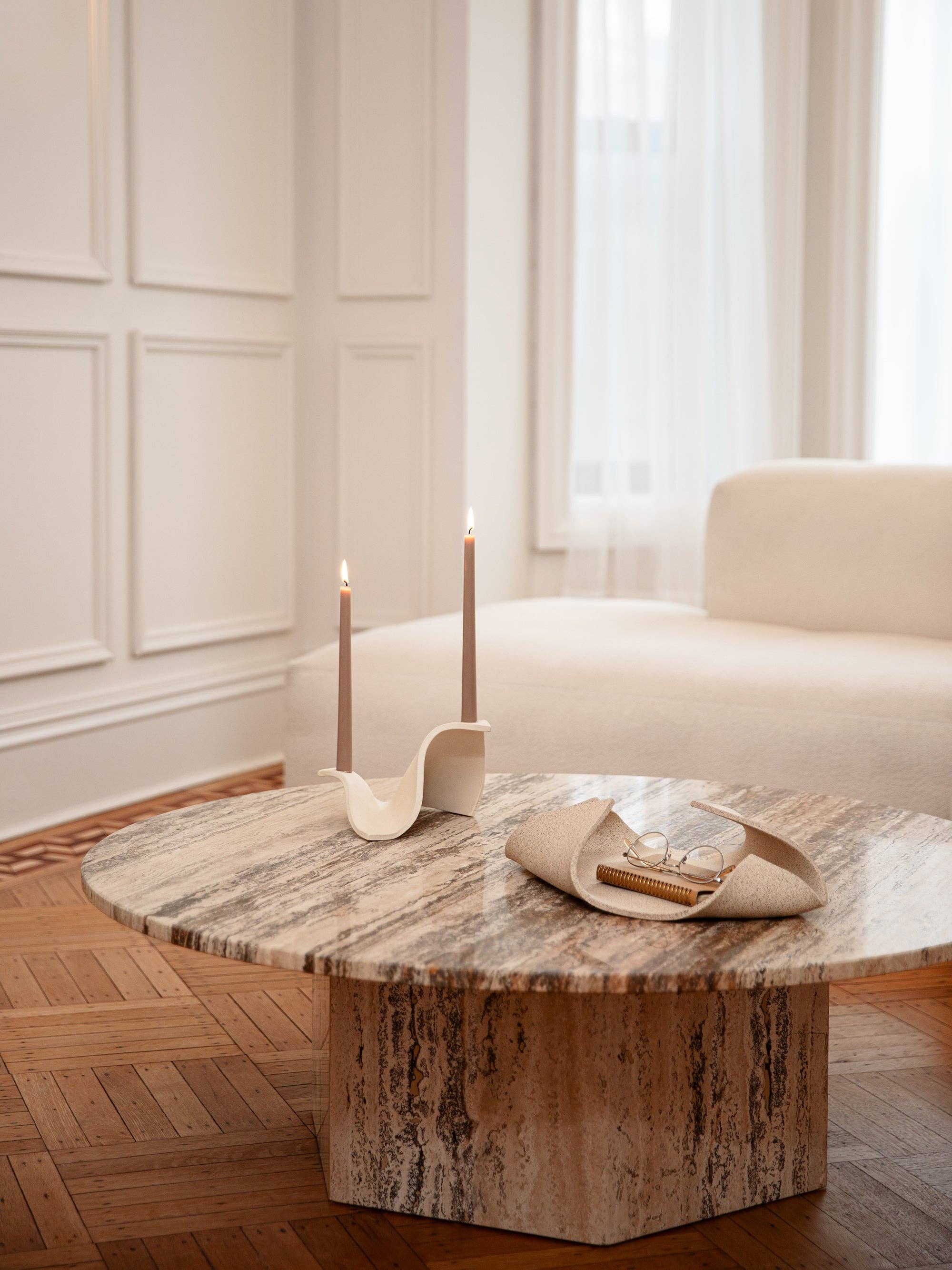 Virginia Sin - Vendita all'ingrosso Portacandele - Candelabro a drappeggio, osso1