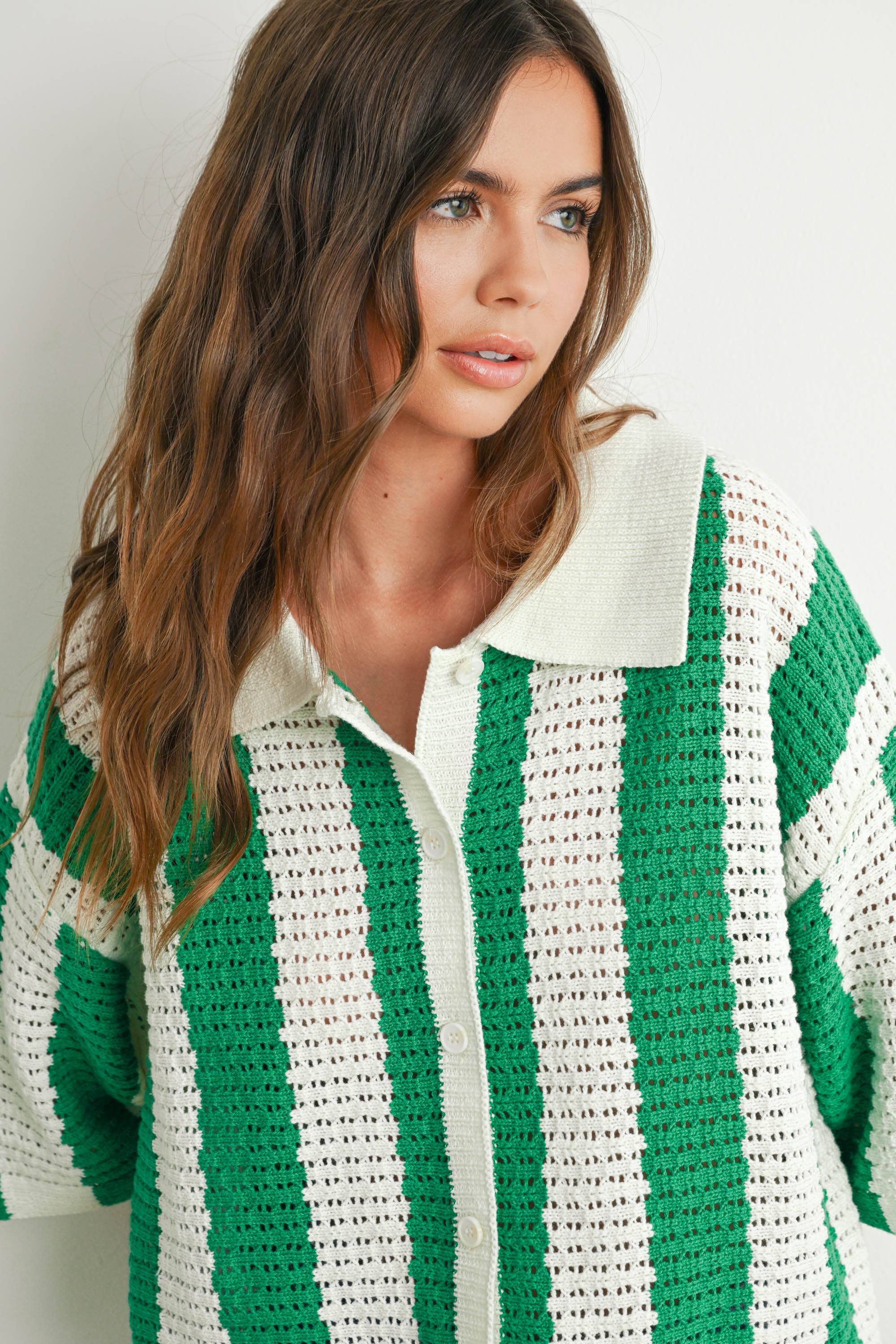 BUTTERMELON - Venta al por mayor Jersey de punto - Mujer - Jersey de Punto a Rayas con Botones - BMW774220