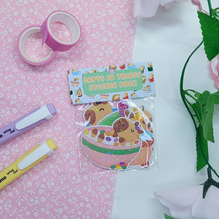 Okupoku – wholesale Sticker – Capybaras in things Sticker pack6