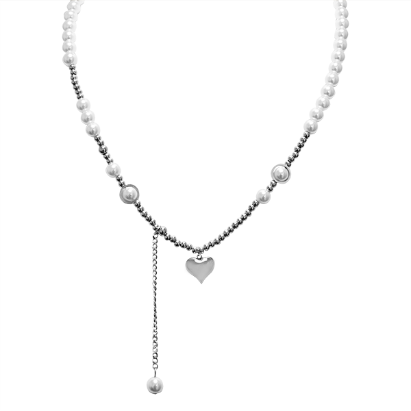 AMORINO SRL - Venta al por mayor Collares de cuentas/perlas - Collar de perlas y cuentas con corazón y borla - XX25012025C90