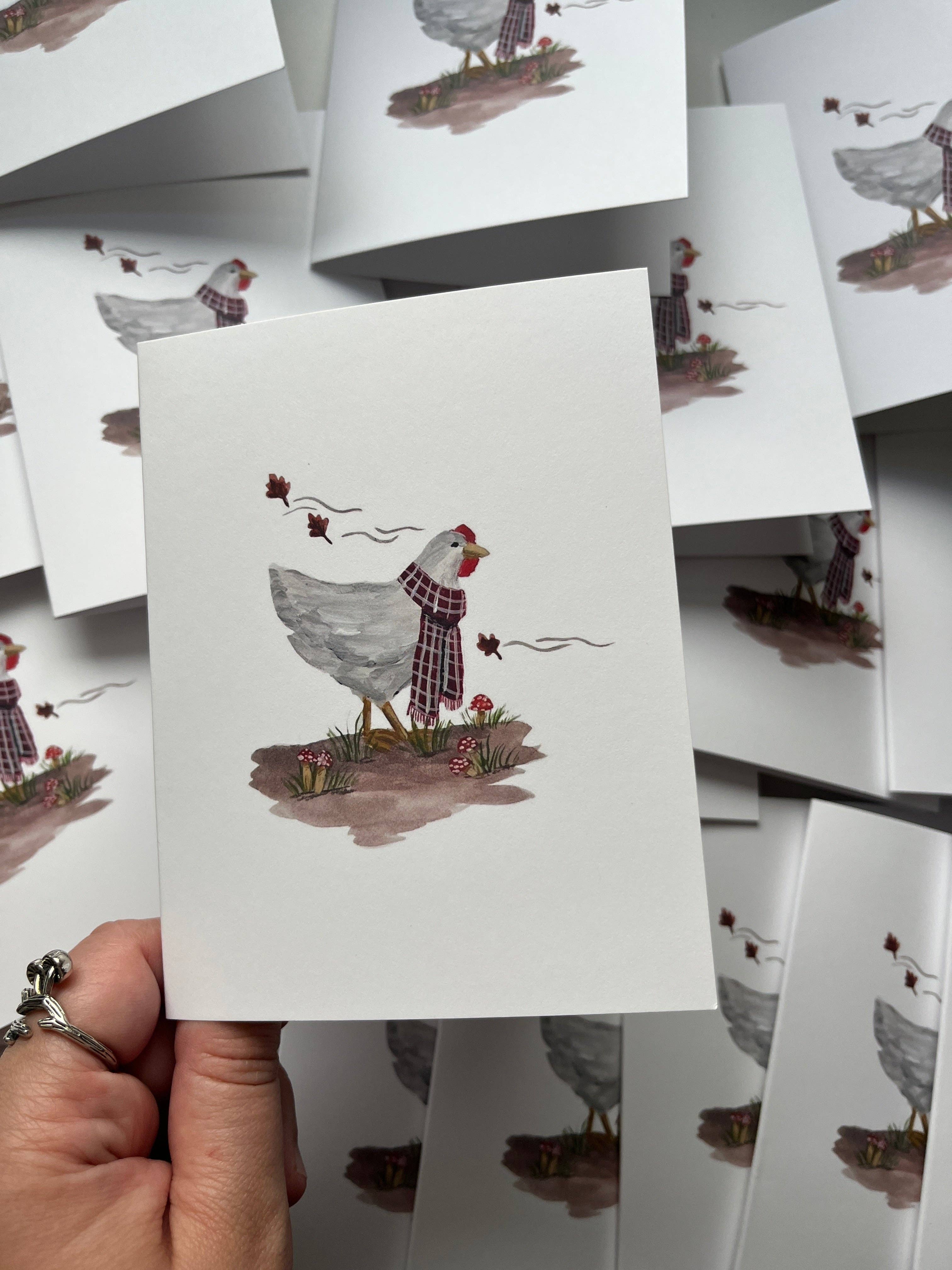 Megan Lindsey Illustration - Wholesale Everyday Greeting Card - Fall Hen Greeting Card0