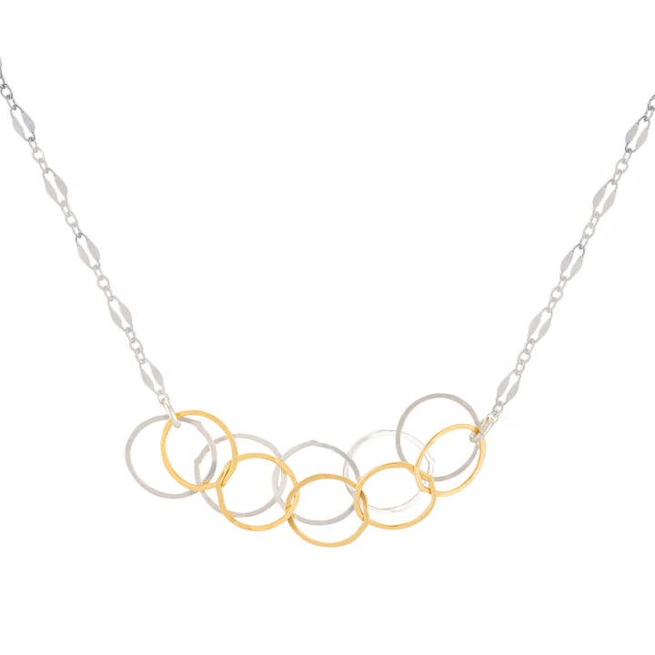 Collar Wishful delicados círculos enlazados oro y plata para venta al por mayor de Freshie & Zero