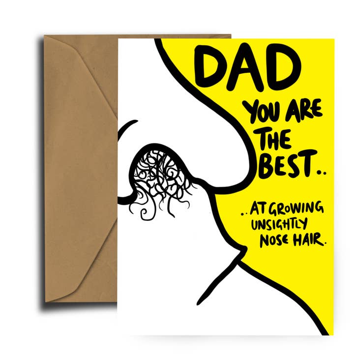 Día del Padre - El Mejor en Vello Nasal - Tarjeta de Felicitación para venta al por mayor de Dixon Does Doodles