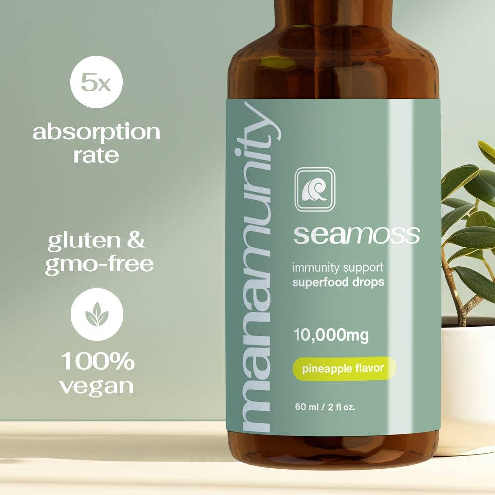 Naomi's Happy Place Shop - Wholesale Oral Supplement/Vitamin - Sea Moss Liquid Drops 10,000 mg Organic Irish Sea Moss Gel with 350 mg Burdock Root Supplement & 20,000 mg Spirulina Immune Support, Joint & Thyroid Support - Vegan0