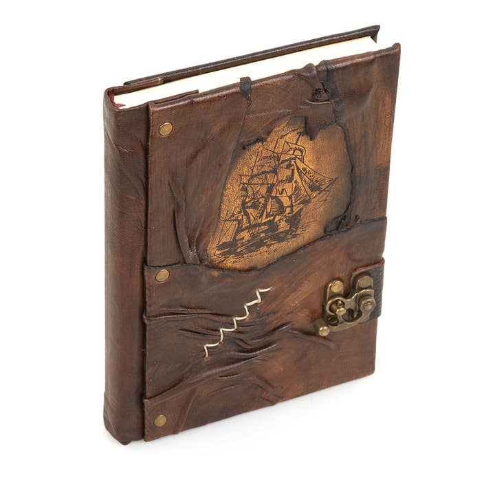 Navio à vela Caderno de couro esfarrapado Diário Artesanato por atacado de ML Marcaleather
