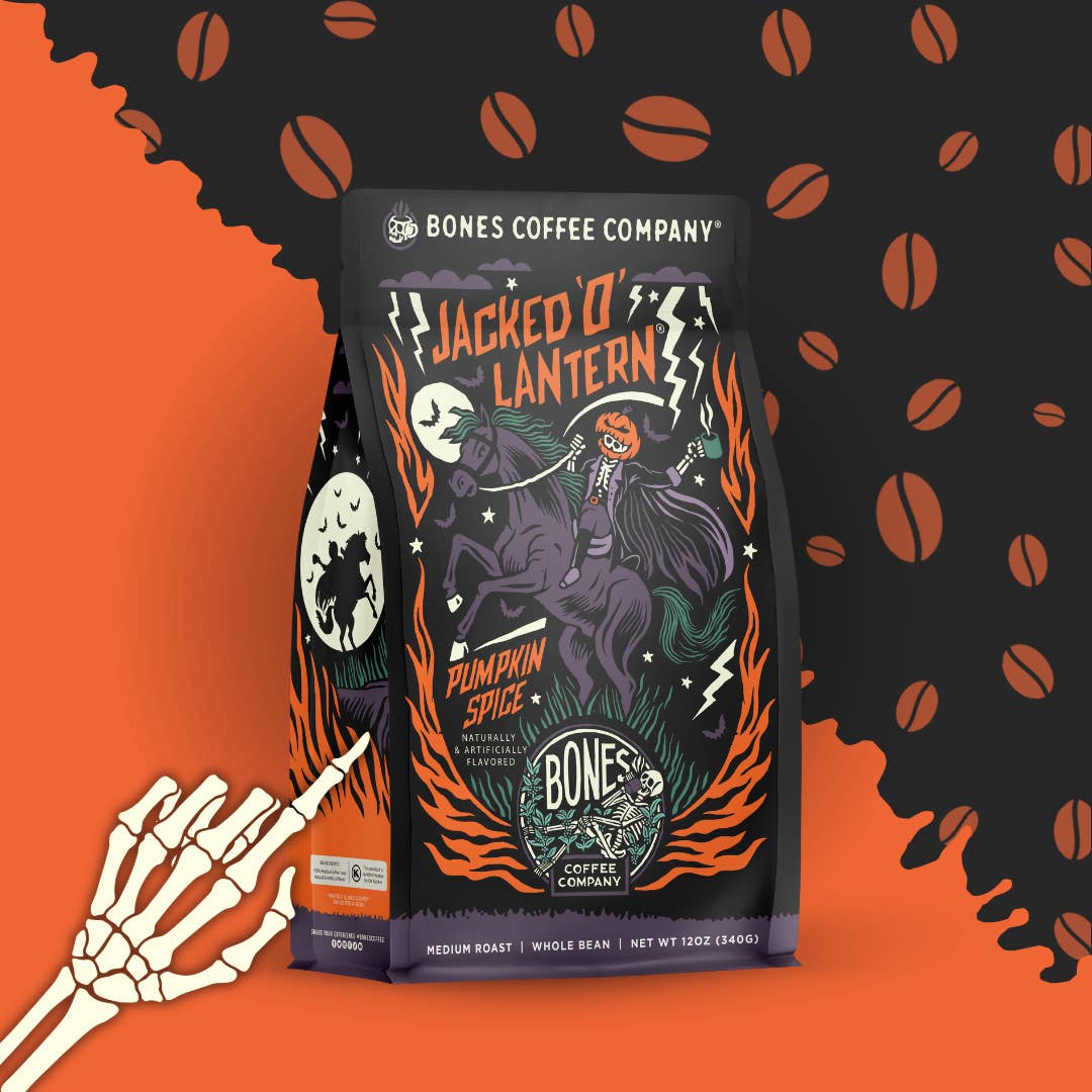 Bones Coffee Company - Wholesale Coffee Beans - Jacked O Lantern Coffee | 12oz | Whole Bean & Ground