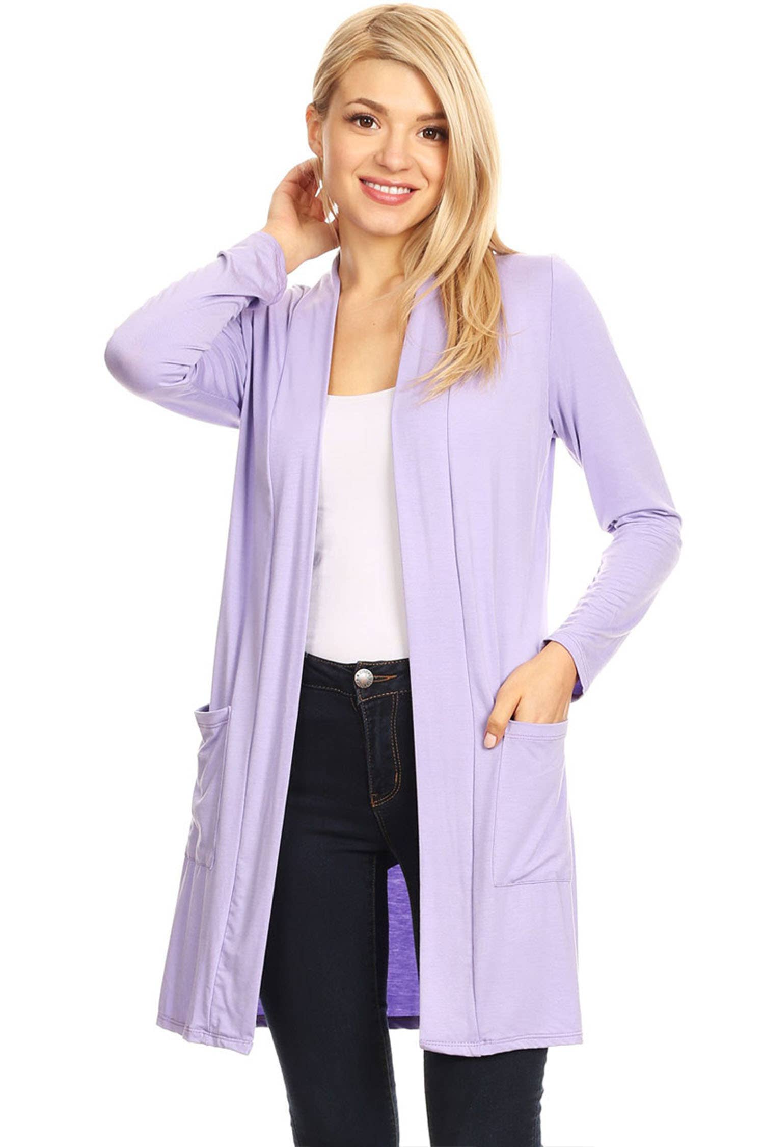 MOA COLLECTION - Wholesale Cardigan - Women's - Women's Casual Basic Solid Cardigan11