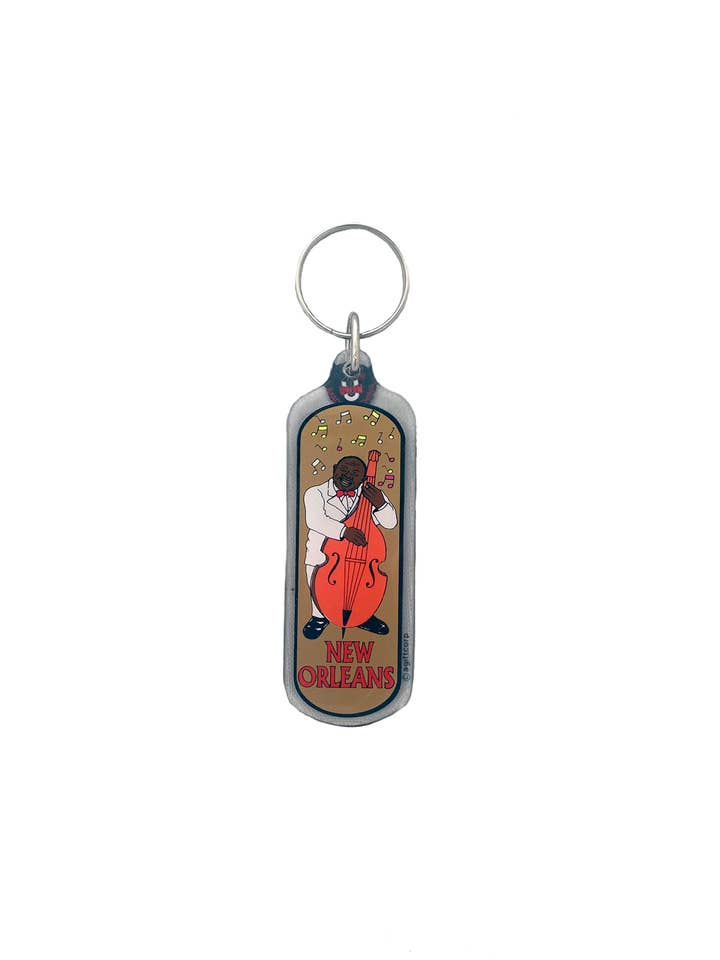 New Orleans Acrylic Jazz Bass Keychain for wholesale by Mardi Gras Creations