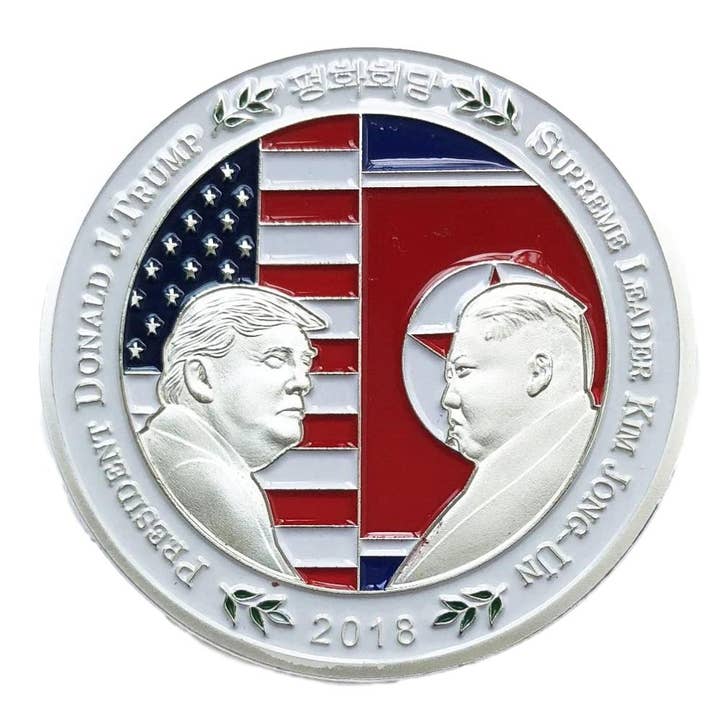 Blinkee.com, LLC - Wholesale Keepsake Coin/Token - Donald Trump & Kim Jong-un Commemorative Silver Coin
