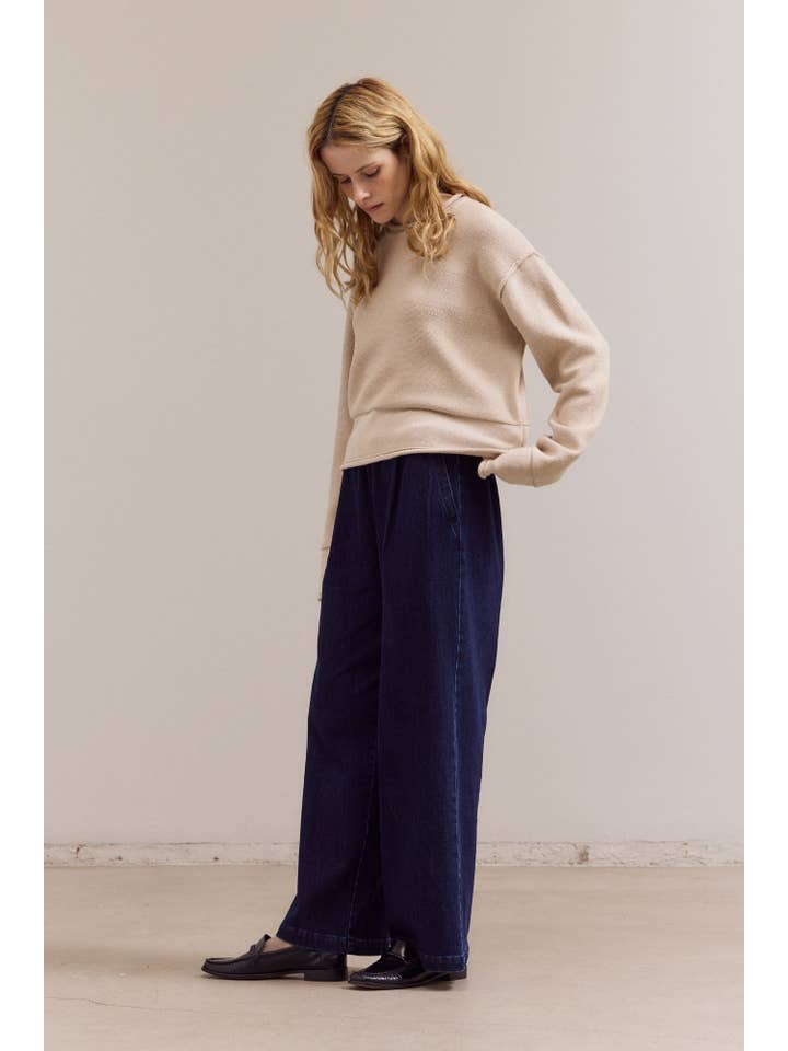 Grade & Gather - Wholesale Knit Top - Women's - 42043 - ROLLED EDGE DETAIL LONG SLEEVE TOP3