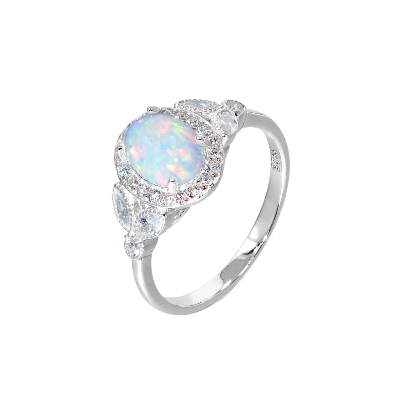Gioiellin - S925 Silver Jewelry – wholesale Ring med flera stenar – S925 sterling silverring med oval vit opal och zirkon4