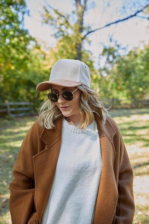 Funky Junque - Wholesale Baseball Cap - Unisex - Two Tone Vintage Corduroy Hat - Khaki/Beige1