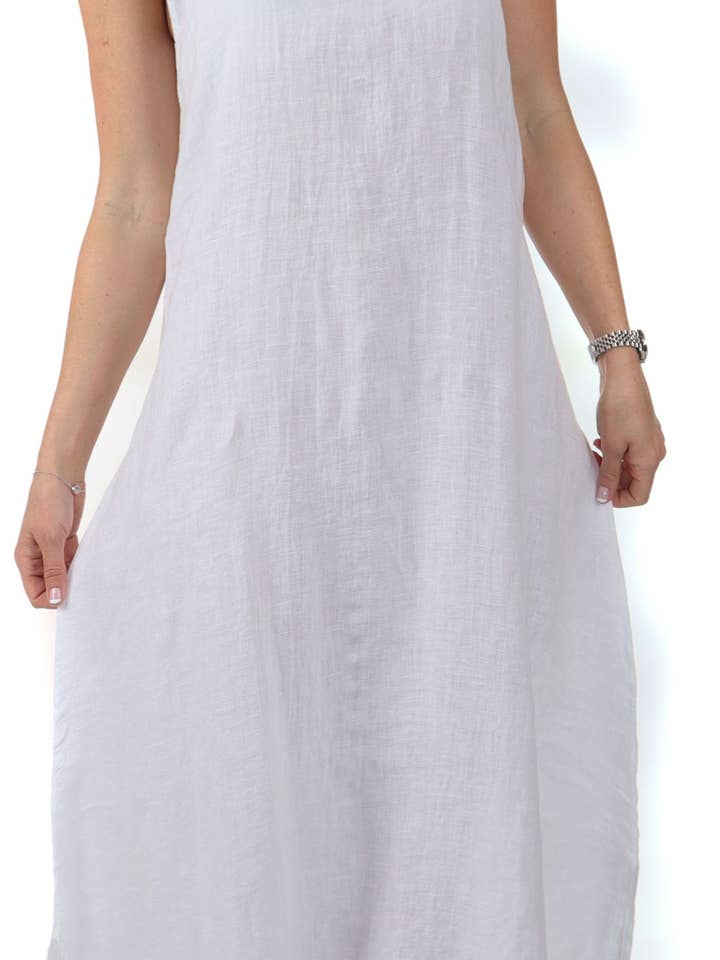 Exclusive, elegant linen tank dress, Linen sleeveless dress for wholesale by LINEN AND GAUZE